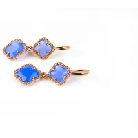 Sophie model Double Fiori klein oorringen in zilver roze verguld blauw