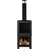 Esschert Design Terraskachel Design met Houtopslag Zwart