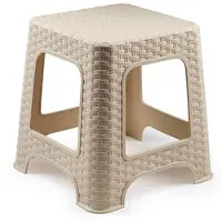 Forte Plastics PlasticForte Keukenkrukje/opstapje - rotan - beige - kunststof - 32 x 32 x 33 cm - Huishoudkrukjes