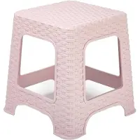 Forte Plastics PlasticForte Keukenkrukje/opstapje - rotan - roze - kunststof - 32 x 32 x 33 cm - Huishoudkrukjes