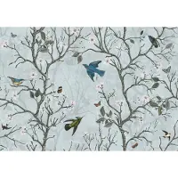 Consalnet Fotobehang - Vogels - Bloemen - Bomen - Blauw - Kinderkamer - (416 x 290 cm)