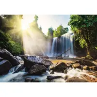 Consalnet Fotobehang - Natuur - Waterval - Water - Rotsen - Meer - Landschap - Zon - Jungle - (312 x 219 cm)