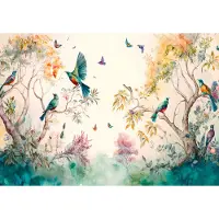 Consalnet Fotobehang - Vogels - Vlinders - Natuur - Kinderkamer - Dieren - Kleurrijk - (368 x 254 cm)