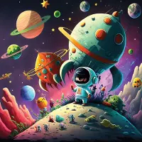 Consalnet Fotobehang - Kinderkamer - Ruimte - Planeten - Raket - Universum - Vliesbehang - (152.5 x 104 cm)