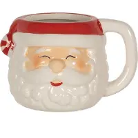 Clayre & Eef Mok Kerstman 450 ml Wit Rood Keramiek Theemok Wit Theemok
