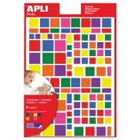 APLI Kids verwijderbare stickers, vierkant, blister met 756 stuks in geassorteerde kleuren en groottes - 3 stuks