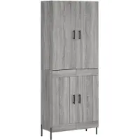 vidaXL Hoge kast 69,5x34x180 cm bewerkt hout grijs sonoma eikenkleurig