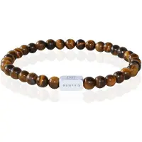 Memphis Kralen Armband Geel Tijgeroog Edelstaal Kraal-21cm