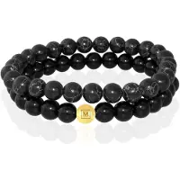 Memphis DUO Kralenarmbanden set "Pitch Black"-21cm