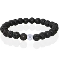 Memphis Kralen Armband Lavasteen Edelstaal Kraal-19cm