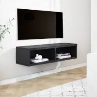 Dimehouse Zwevend tv-meubel met open vakken Bernie zwart 125x30x35 cm