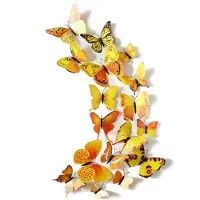 Decotix 3D Natuurvlinders Geel (12 stuks) - Muursticker / Muurdecoratie voor Kinderkamer / Babykamer / Woonkamer