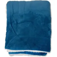 Wicotex Wicotex-Plaid-deken-fleece plaid Espoo blauw 150x200cm met witte sherpa binnenkant-Zacht en warme Fleece deken.