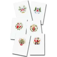 Pako compleet borduurpakket - zes kerstkaarten omzelf te borduren - 203.200 - voorgesorteerd garen - kruissteek - Aida - DIY kit