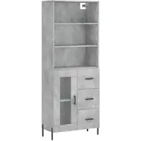 vidaXL Hoge kast, betonkleur, 69,5 x 34 x 180 cm, houtvezelplaat