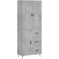 vidaXL Hoge kast 69,5x34x180 cm bewerkt hout betongrijs