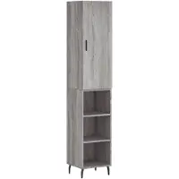 vidaXL Hoge kast 34,5x34x180 cm bewerkt hout grijs sonoma eikenkleurig