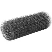vidaXL Kippengaas 10x0,5 m staal met PVC coating grijs