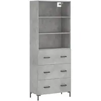 vidaXL Hoge kast, betonkleur, 69,5 x 34 x 180 cm, houtvezelplaat