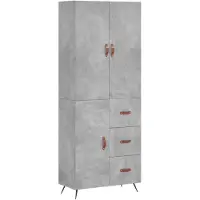 vidaXL Hoge kast 69,5x34x180 cm bewerkt hout betongrijs
