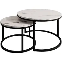 Meubella | salontafel wit set van 2 marmer