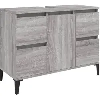 vidaXL Wastafelkast 80x33x60 cm bewerkt hout grijs sonoma eikenkleurig