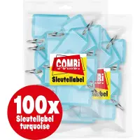 Combi-Label openklapbare Sleutellabels turquoise met inlay - Sleutelhanger - Naamlabel – openklapbaar 100 stuks