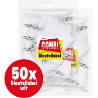 Combi-Label openklapbare Sleutellabels wit met inlay - Sleutelhanger - Naamlabel – openklapbaar 50 stuks