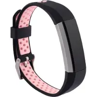 Shop4 - Geschikt voor Fitbit Alta Bandje - Siliconen Roze Zwart