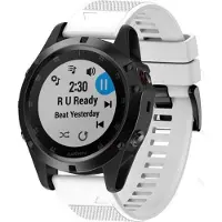 Shop4 - Geschikt voor Garmin Fenix 5X Bandje (ook Plus) - Siliconen Wit
