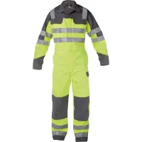 Dassy Spencer Multinorm hogezichtbaarheidsoverall met kniezakken Fluogeel/Grafietgrijs maat XS heren