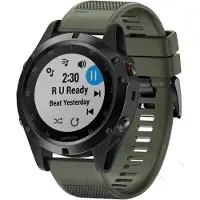 Shop4 - Garmin Fenix 5X Bandje (ook Plus) - Siliconen Donker Groen