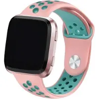Shop4 - Geschikt voor Fitbit Versa Bandje - Siliconen Roze Groen