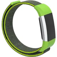 Shop4 - Geschikt voor Fitbit Charge 2 Bandje - Nylon Groen Geel