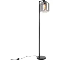 QAZQA Smart vloerlamp zwart met smoke glas incl. Wifi ST64 - Qara Down