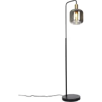 QAZQA Smart vloerlamp zwart met goud en smoke glas incl. Wifi A60 - Zuzanna