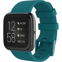 Shop4 - Geschikt voor Fitbit Versa Bandje - Large Siliconen Blauw Groen