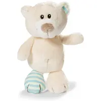 Nici knuffel Bear Taps 25 cm pluche wit/blauw