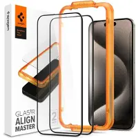 Spigen Geschikt voor Apple iPhone 15 Pro Max - AlignMaster Screenprotector - 2 Stuks