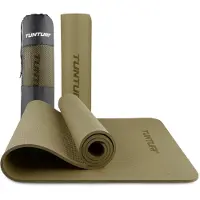 Tunturi Yoga Mat 8mm - Pilates mat - Extra dikke fitness mat - 183x61x0,8 cm - Incl Draagtas - Ecologisch materiaal - Eenvoudig te reinigen - Groen