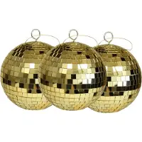 Othmar decorations discobal kerstballen - 3x - goud -15 cm -kunststof