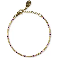 CO88 Collection CO88 Collcetion 8CB-91166 Kralenarmband met Miyuki Kralen - 16+3cm - Roze - Goudkleurig