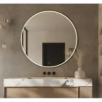 Schaere - Ronde Badkamerspiegel - LED Verlichting - Spiegel Verwarming - Touch Sensor - Dimfunctie - Mat Zwart Frame - 120x120 cm