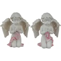 Puckator Set van 2xBeeldje Biddend Cherubijntje Engel 'Memory Of The Heart' 7x6.5x3cm