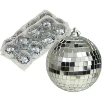 Othmar decorations discobal kerstballen - 16x - zilver -6 cm -kunststof