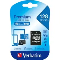 Verbatim microSDXC-kaart 128GB, PRO, U3, UHS-I, 4K UHD + SD-adapter