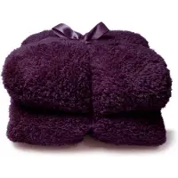 Unique living plaid teddy 150x200cm dark purple