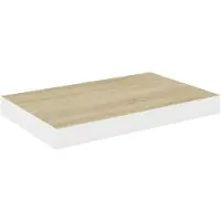 vidaXL Wandschap zwevend 40x23,5x3,8 cm MDF eikenkleurig en wit