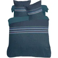 Vision Marco Dekbedovertrekset - 100% katoen: zacht en soepel - Tweepersoons - Dekbedovertrek 200 x 200 cm met 2 bijhorende slopen - Blauw / groen - Oekotex gecertificeerd