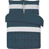 Vision Home VISION Basile Dekbedovertrekset - 100% katoen: zacht en soepel - Tweepersoons - Dekbedovertrek 200 x 200 cm met 2 bijhorende slopen - Blauw - Oekotex gecertificeerd